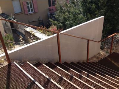 Jardin de la bibliothèque Saint-Rambert à Lyon 9ème- Travail du CORTEN