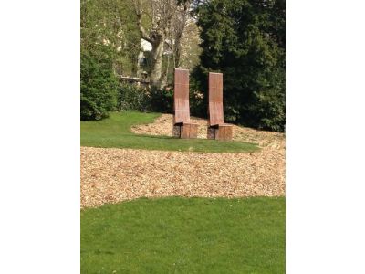 Jardin de la bibliothèque Saint-Rambert à Lyon 9ème- Travail du CORTEN